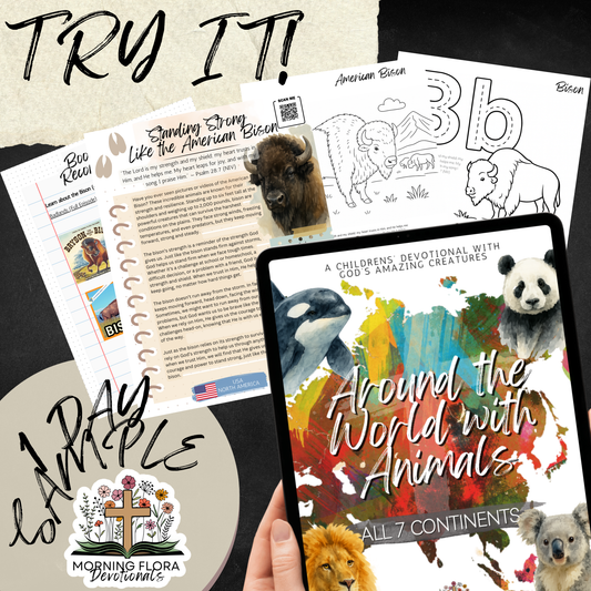 1 Day Sample Around the World with Animals - Digital Devotional for Children