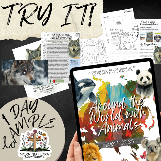 1 Day Sample Around the World with Animals - Digital Devotional for Children