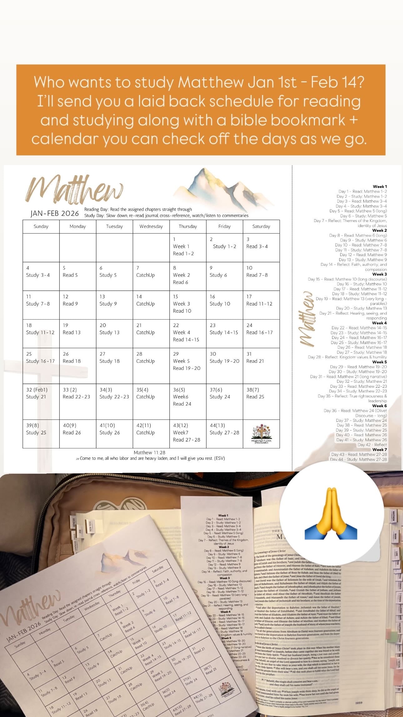 Matthew Bible Study Schedule January 2026