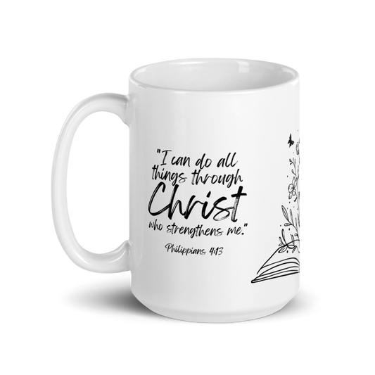 PHILIPPIANS 4:13 HOMESCHOOL MOM WHITE MUG